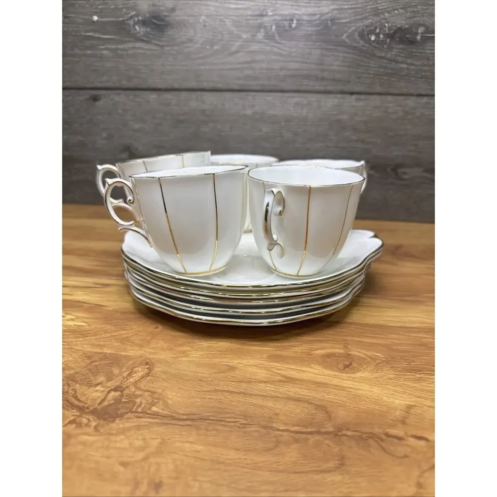 Royal Albert Kent Hostes Plate and Tea Cup 5 Cups 5 Plates 10 Pc Set